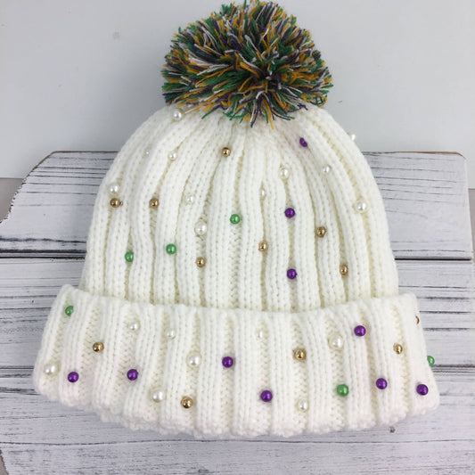 Mardi Gras Pearl beanie hat  - Grit & Grace Designs