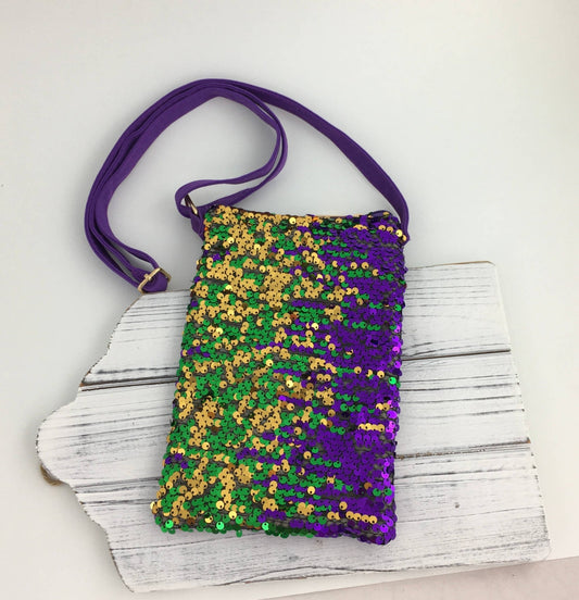 Mardi Gras sequin phone bag - Grit & Grace Designs