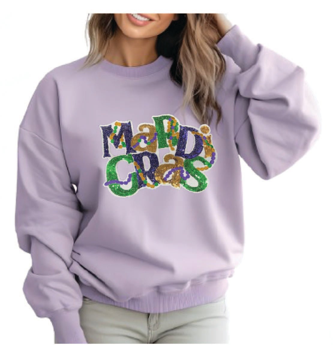 Mardi Gras Sequin Sweatshirt - Grit & Grace Designs