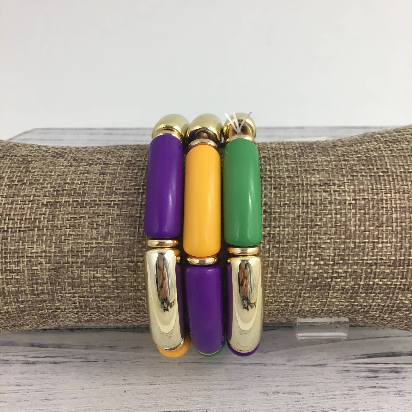 Mardi Gras stretch bracelet set  - Grit & Grace Designs