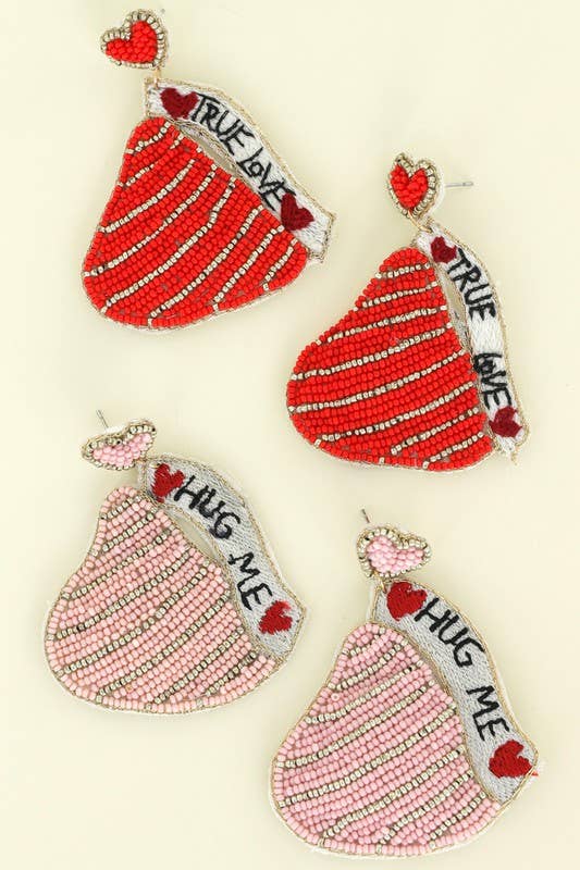 MESSAGE CHOCOLATE VALENTINE CANDY BEADED EARRINGS 42 - Grit & Grace Designs