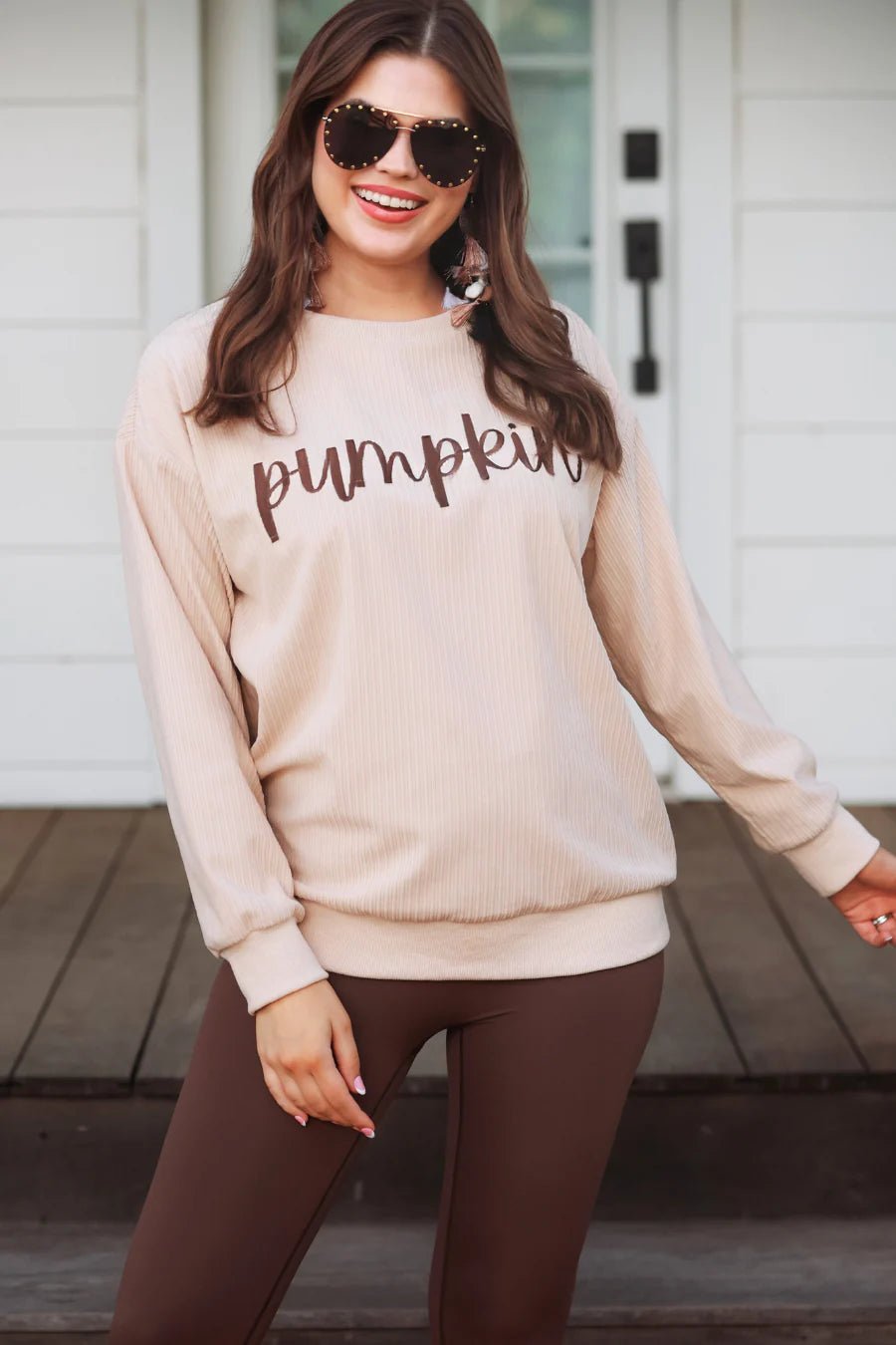 Pumpkin Corded Sweatshirt - Grit & Grace Designs