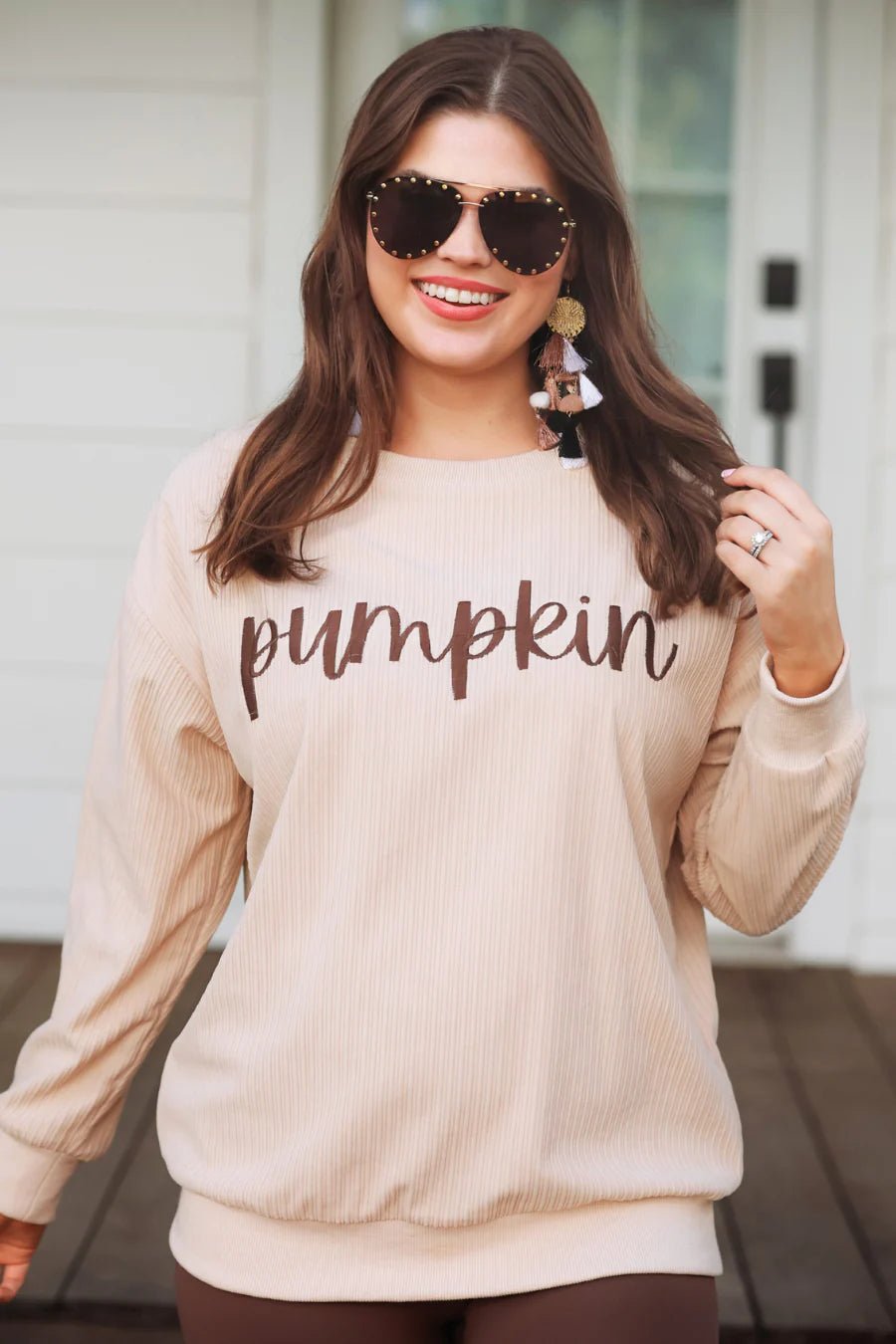 Pumpkin Corded Sweatshirt - Grit & Grace Designs