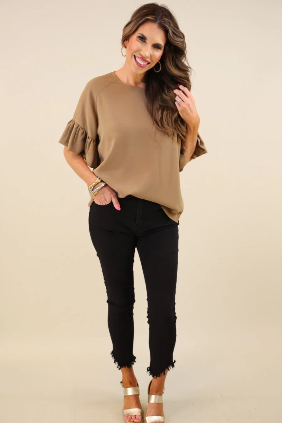 Rebecca Ruffle Sleeve Top - Grit & Grace Designs