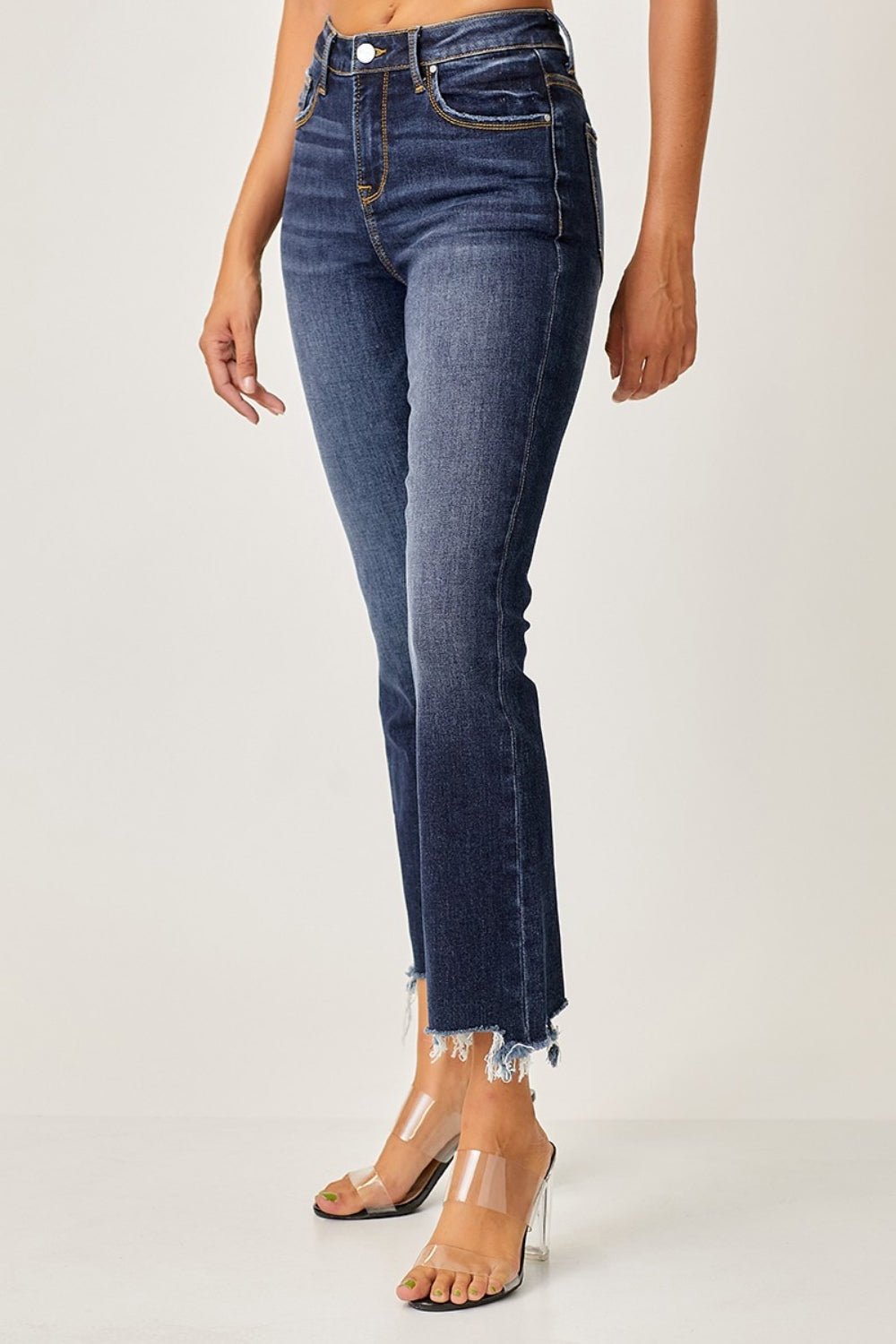 Risen Full Size Frayed Hem Cropped Straight Jeans - Grit & Grace Designs