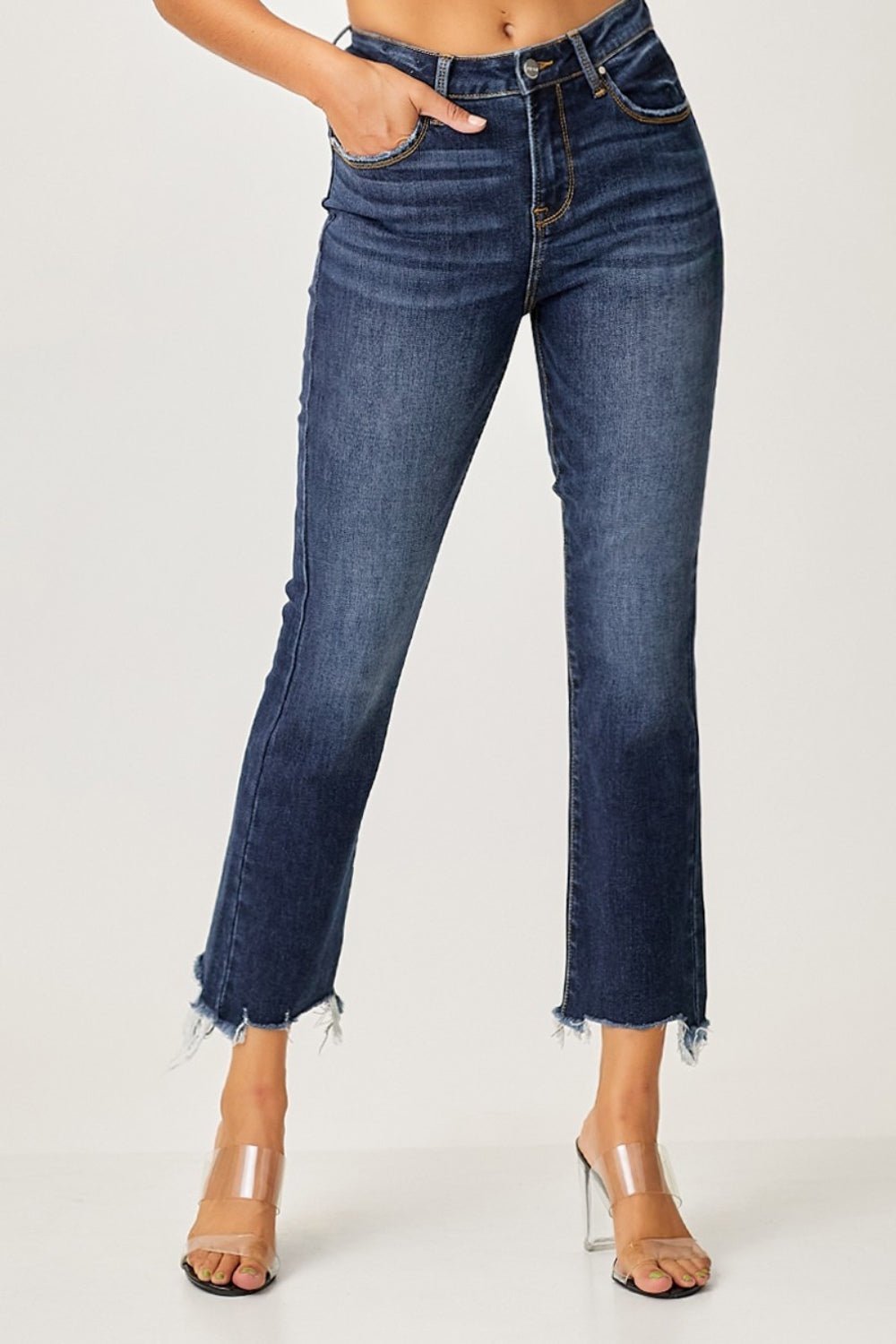 Risen Full Size Frayed Hem Cropped Straight Jeans - Grit & Grace Designs