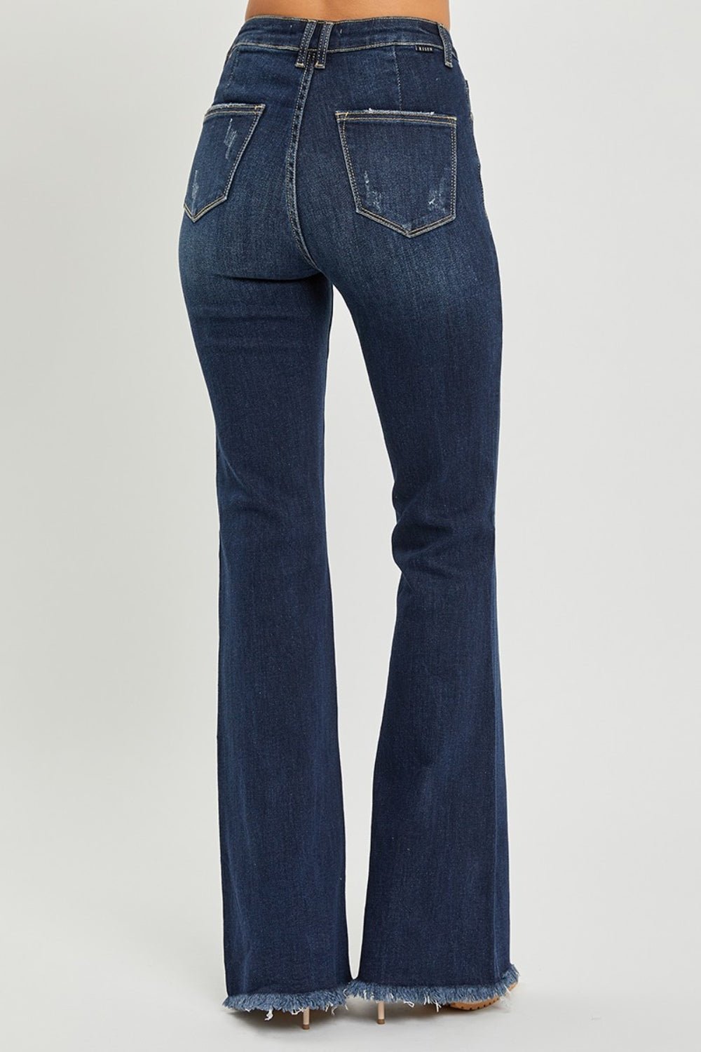 RISEN High Waist Raw Hem Flare Jeans - Grit & Grace Designs