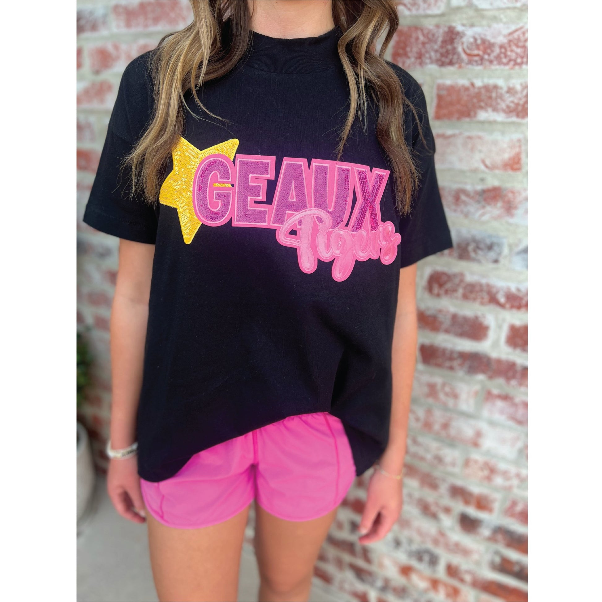 Sequin Geaux Tigers Hi - Lo Tee - Grit & Grace Designs