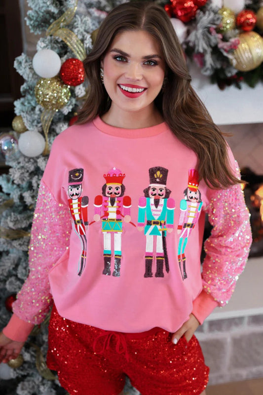 Sequin Sleeve Nutcracker Sweatshirt ~ PRE - ORDER ~ - Grit & Grace Designs