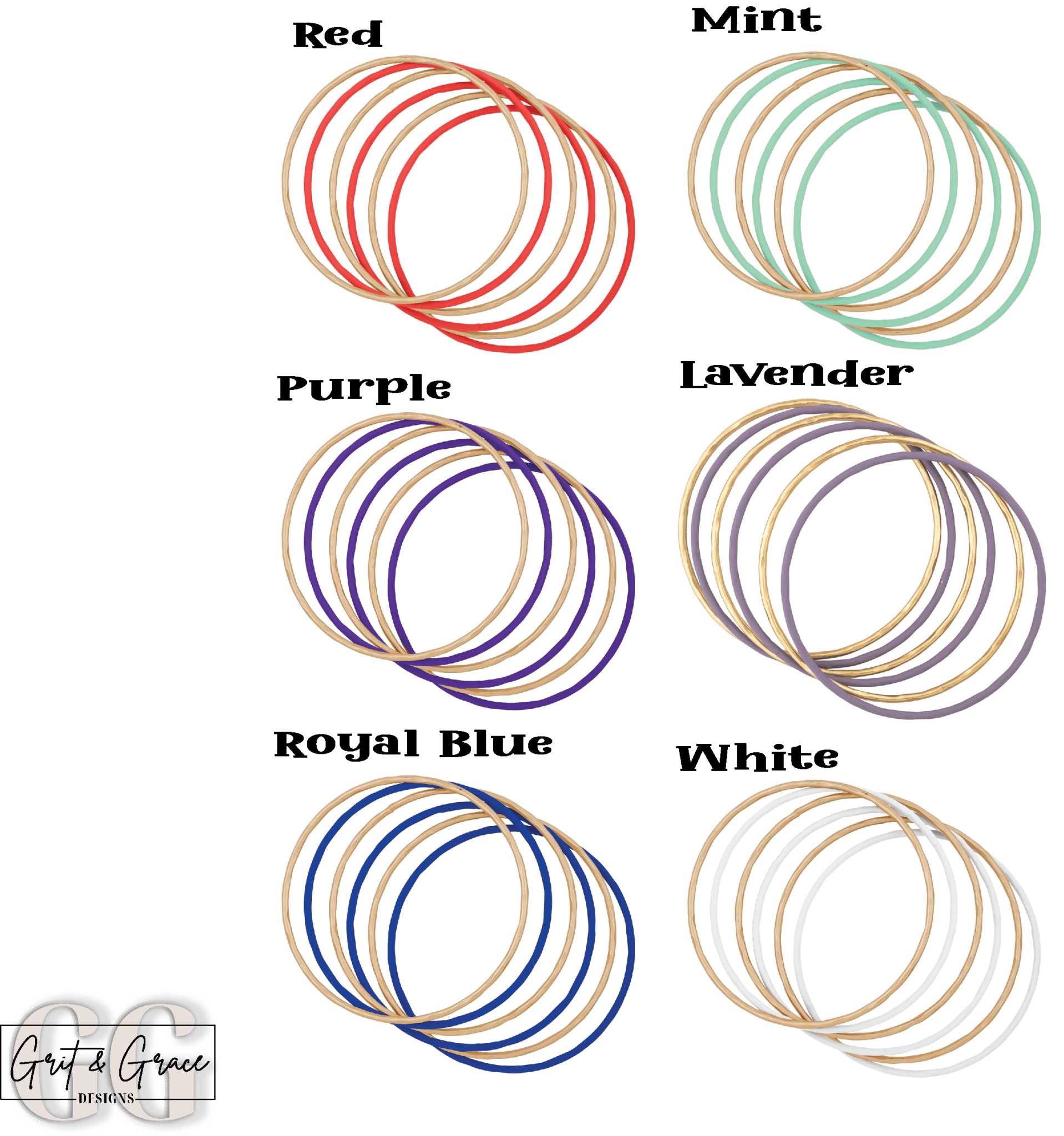 Set of 6 Bangle Bracelets - Grit & Grace Designs