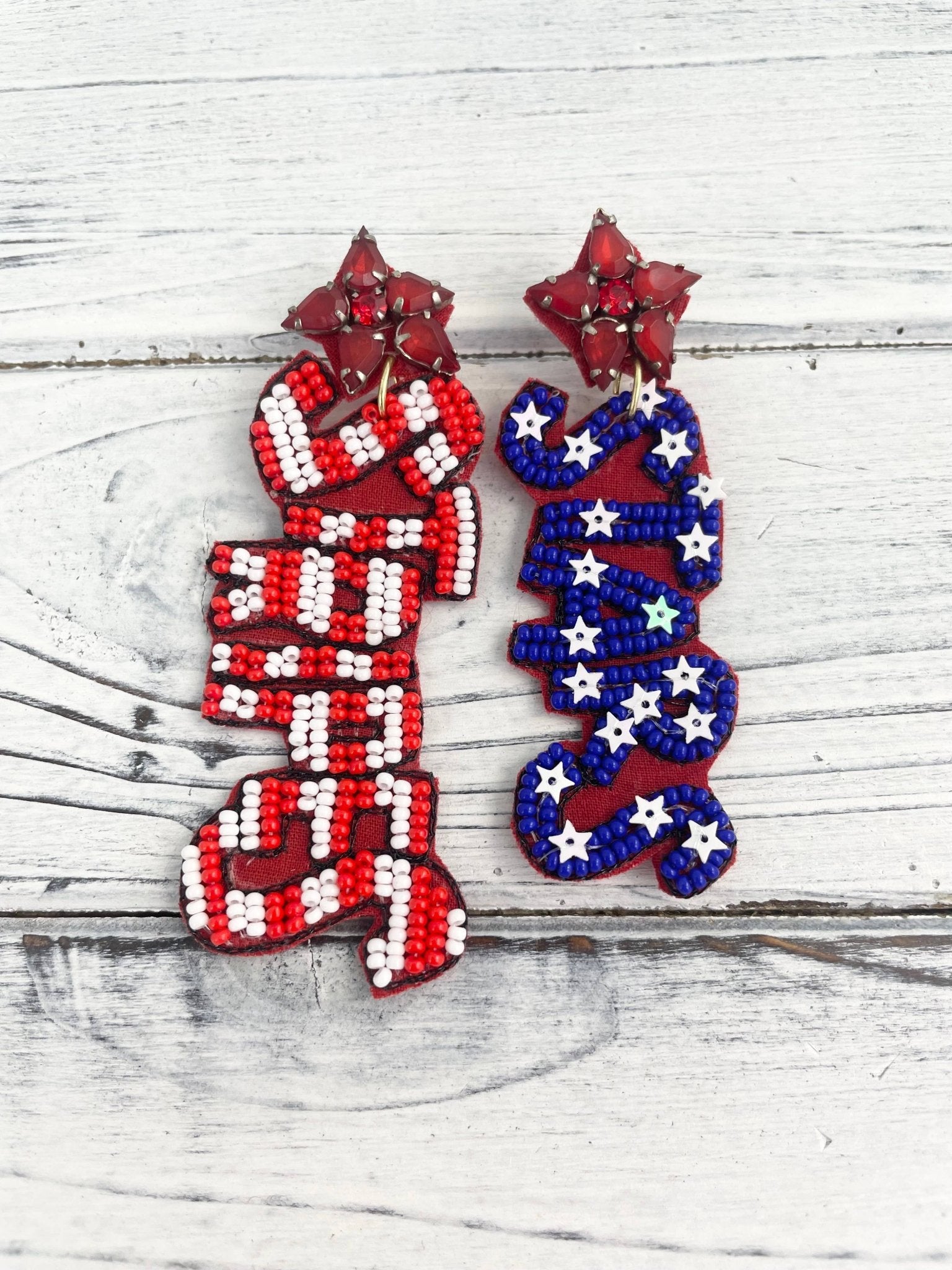 Stars and Stripes Drop Earrings - Grit & Grace Designs