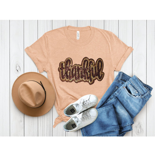 Thankful Sequin Tee - Grit & Grace Designs