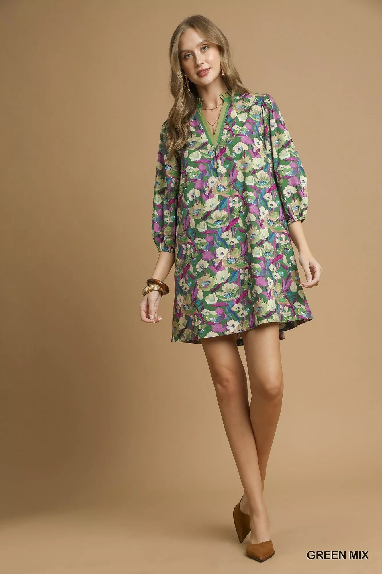 Umgee Boho Floral Balloon Sleeve Mini Dress - Grit & Grace Designs