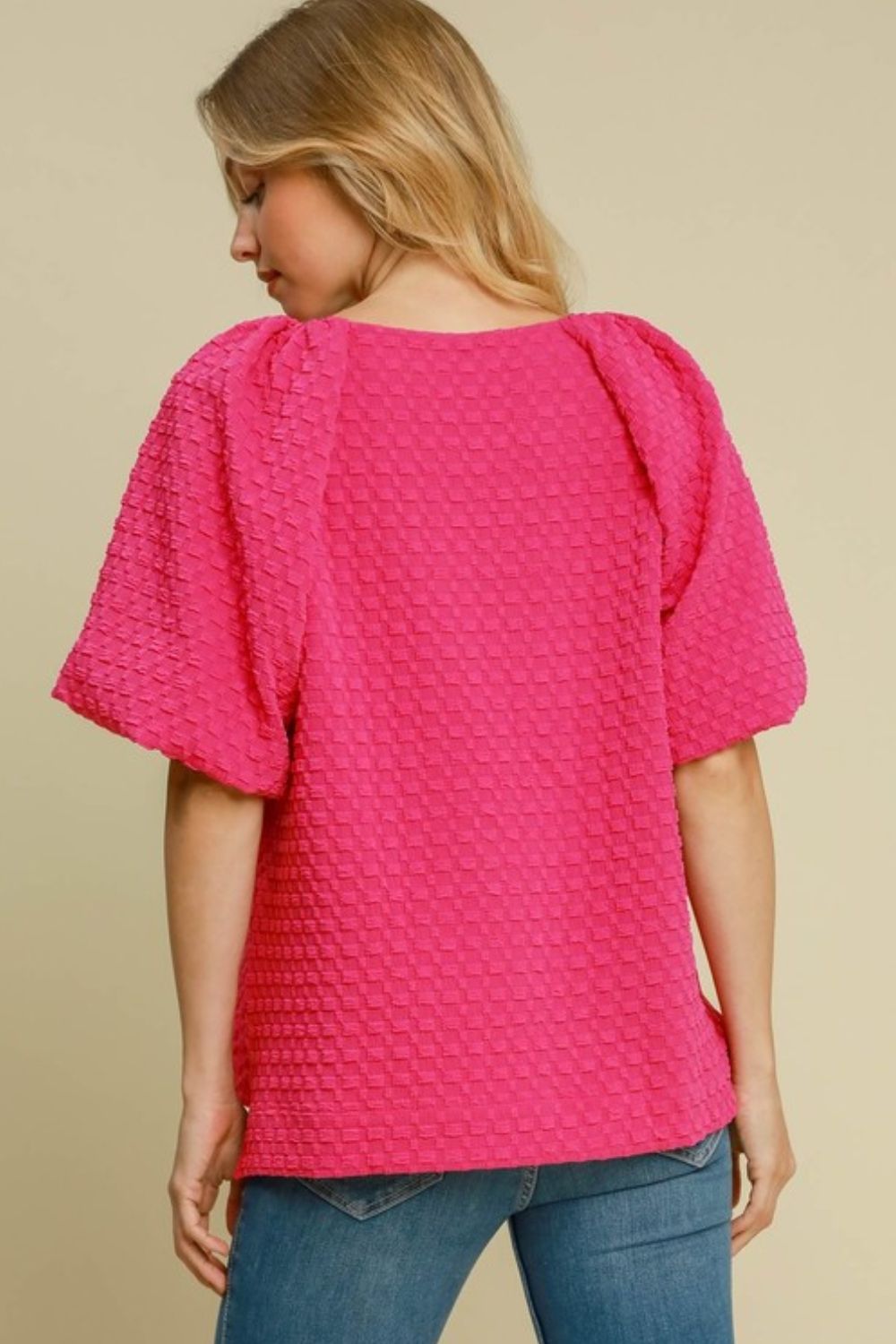 Umgee Full Size Boxy Cut Jacquard Round Neck Top with Side Slit Plus Size - Grit & Grace Designs