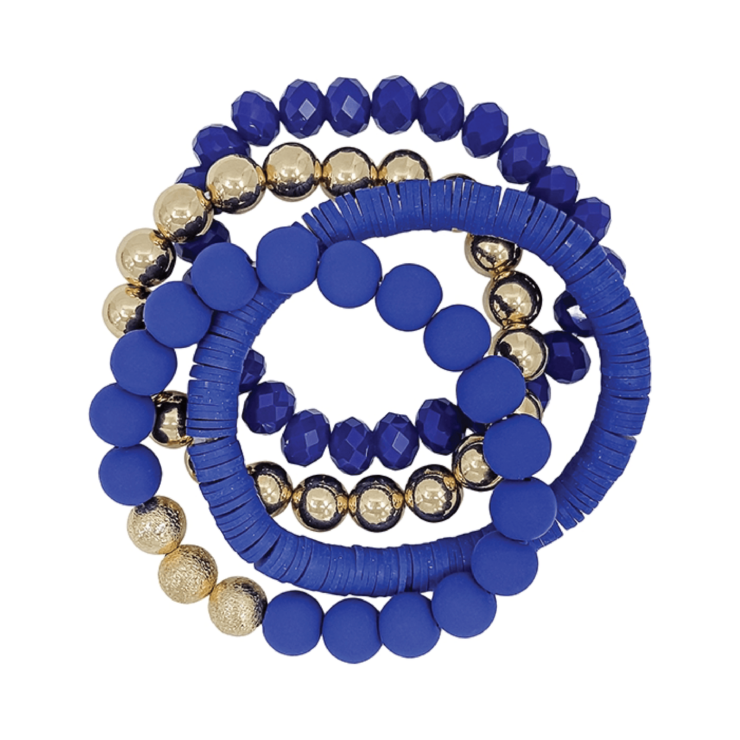 Crystal, Rubber & Gold Set of 4 Stretch Bracelets - Grit & Grace Designs