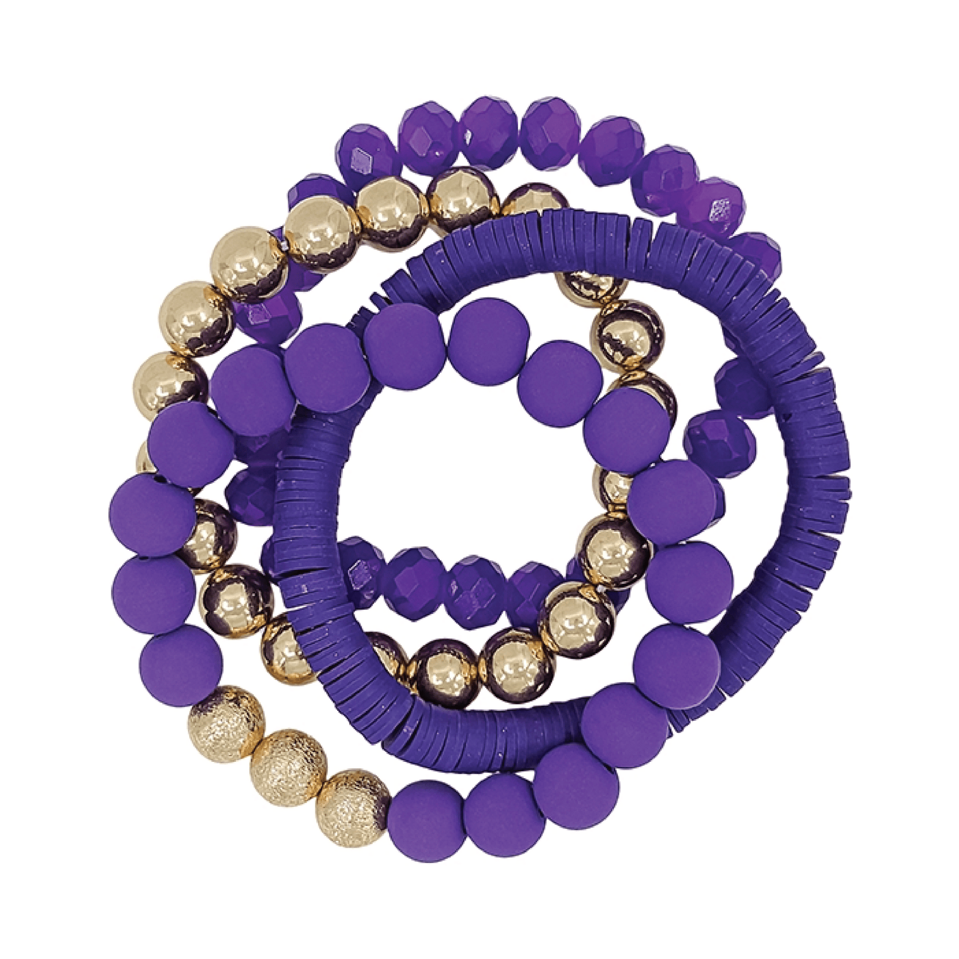 Crystal, Rubber & Gold Set of 4 Stretch Bracelets - Grit & Grace Designs