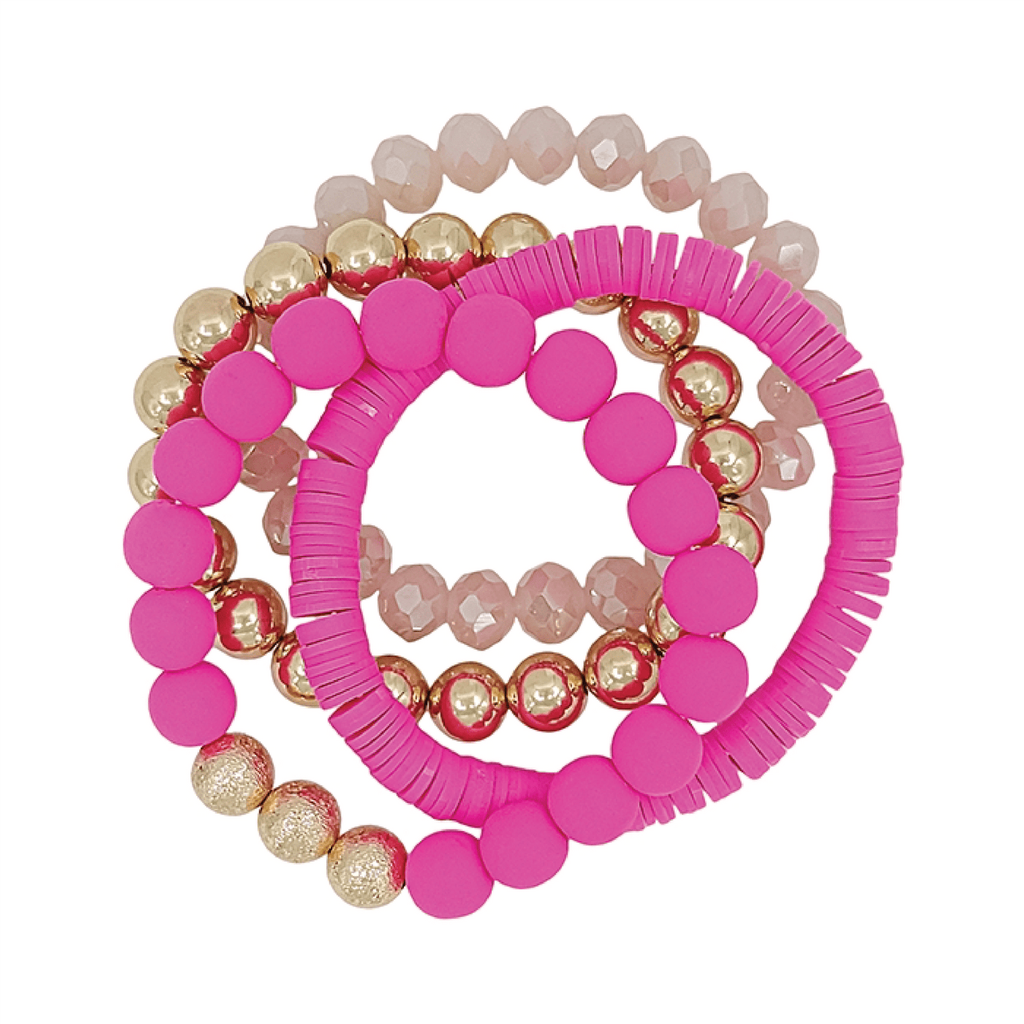 Crystal, Rubber & Gold Set of 4 Stretch Bracelets - Grit & Grace Designs