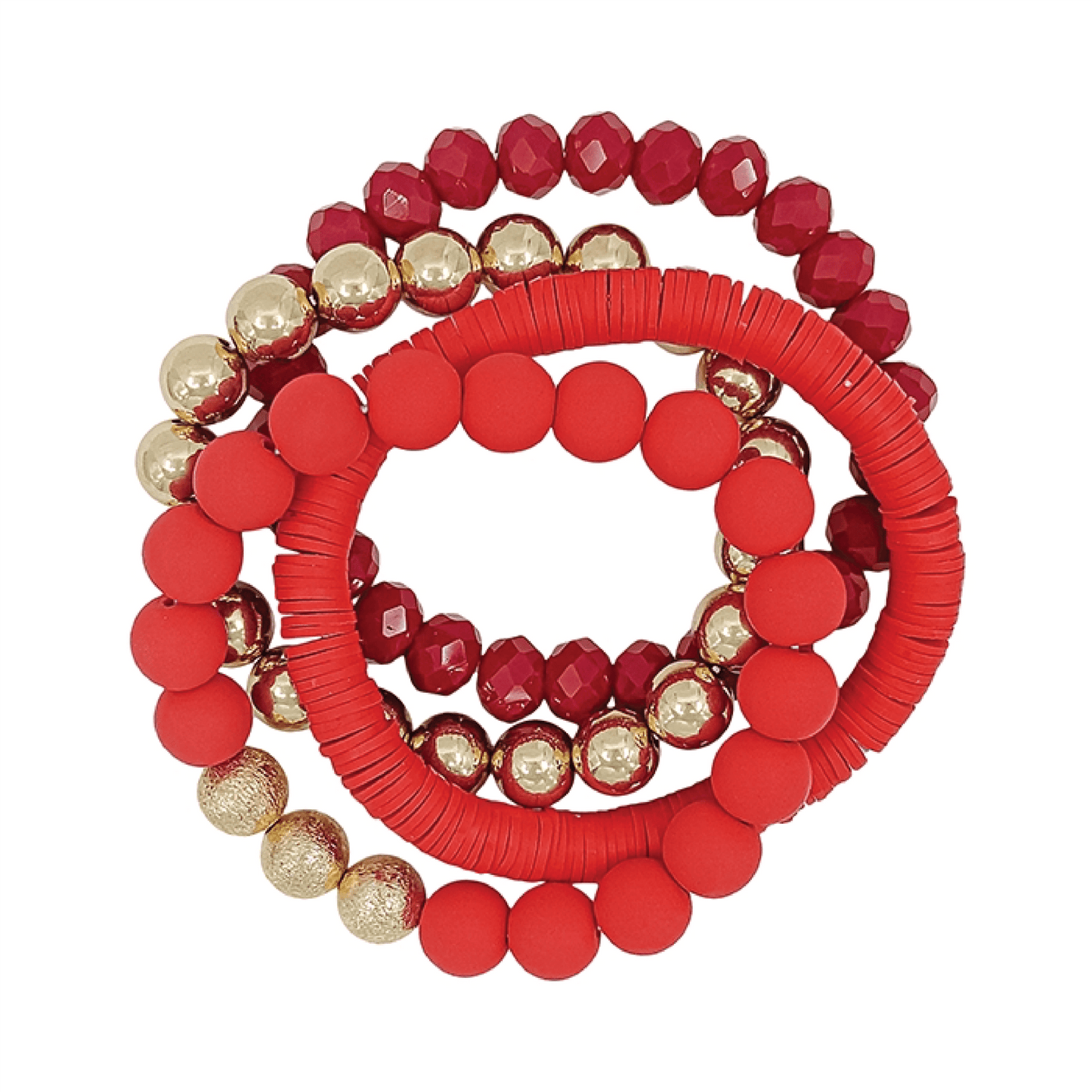 Crystal, Rubber & Gold Set of 4 Stretch Bracelets - Grit & Grace Designs