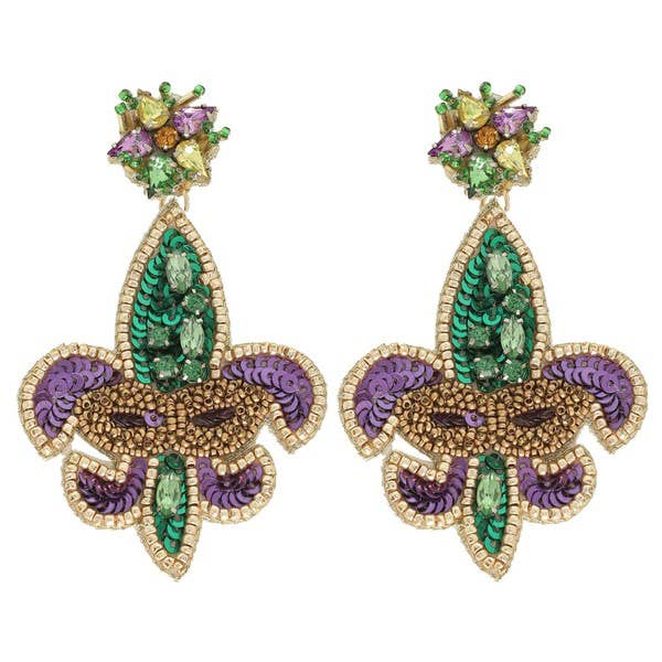 FLEUR DE LIS MASQUERADE MARDI GRAS EARRINGS E13977 - Grit & Grace Designs