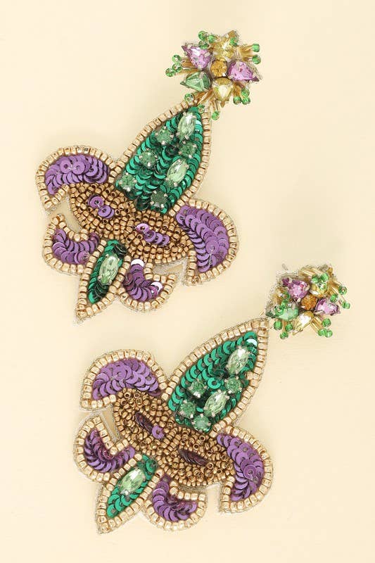 FLEUR DE LIS MASQUERADE MARDI GRAS EARRINGS E13977 - Grit & Grace Designs