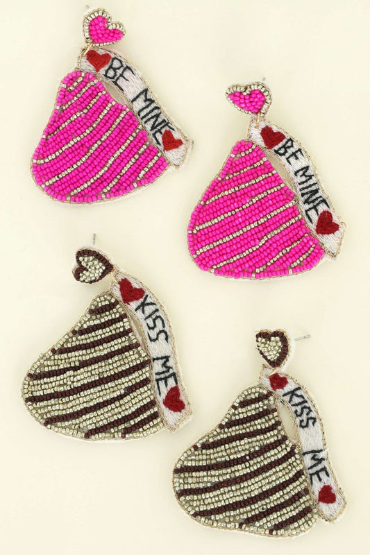 MESSAGE CHOCOLATE VALENTINE CANDY BEADED EARRINGS 41 - Grit & Grace Designs